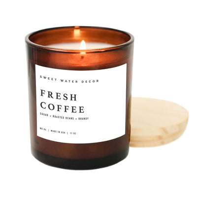 Fresh Coffee Soy Candle - Amber Jar - 11 oz - Sweet Water Decor - Candles