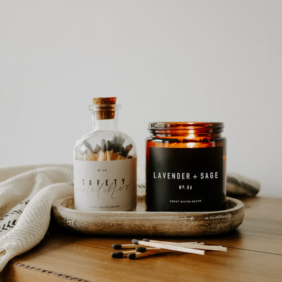 Lavender and Sage Soy Candle - Amber Jar - 9 oz