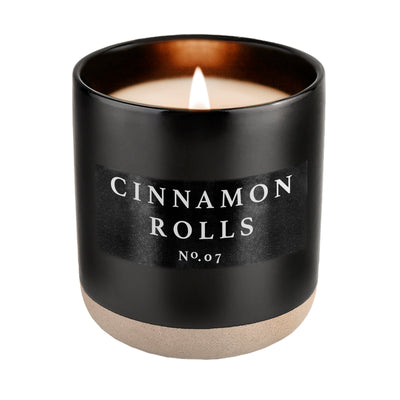 Cinnamon Rolls Soy Candle - Black Stoneware Jar - 12 oz - Sweet Water Decor - Candles