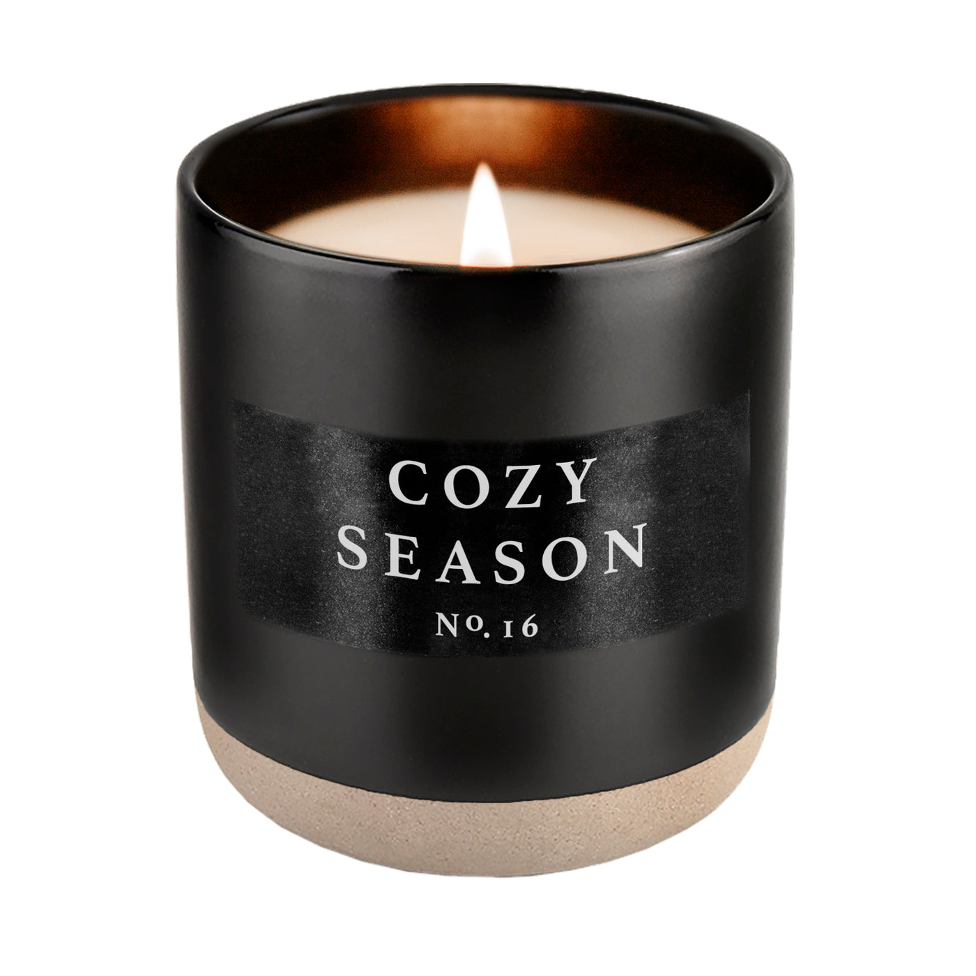 Cozy Season Soy Candle - Black Stoneware Jar - 12 oz - Sweet Water Decor - Candles