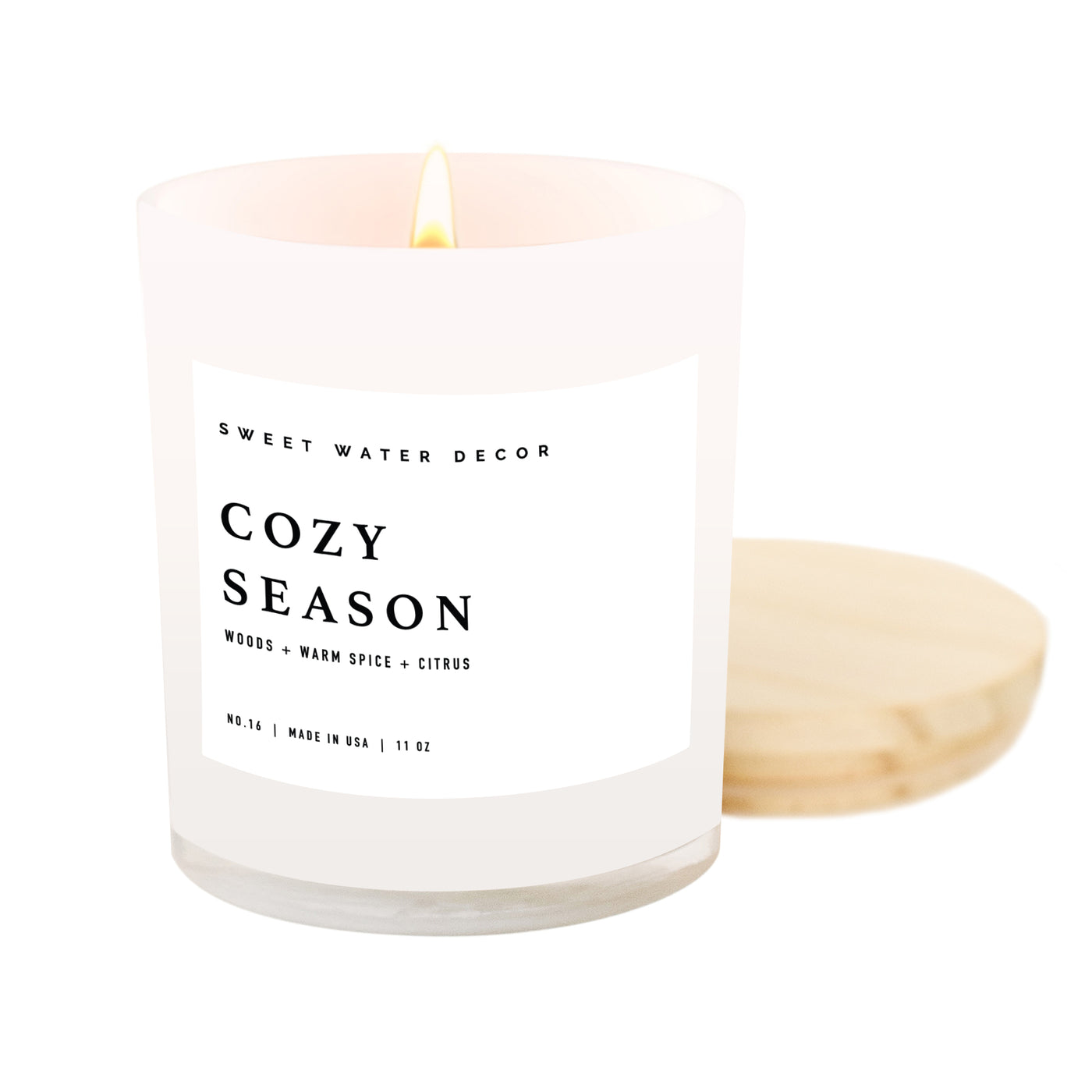 Cozy Season Soy Candle - White Jar - 11 oz - Sweet Water Decor - Candles