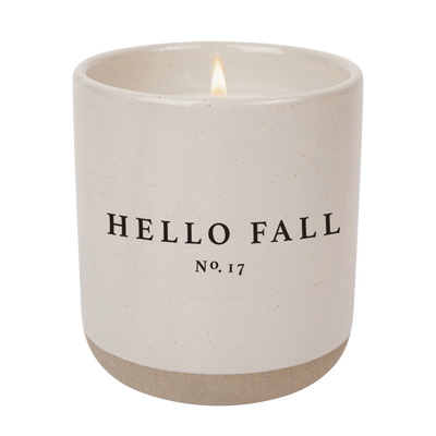 Hello Fall Soy Candle - Cream Stoneware Jar - 12 oz