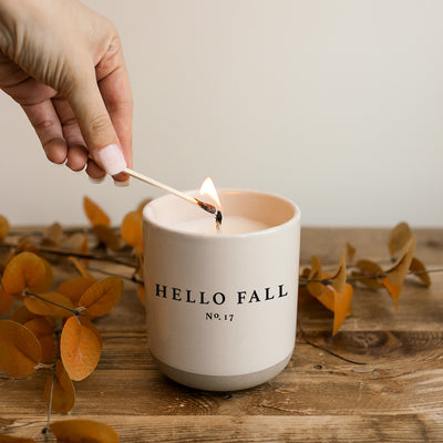 Hello Fall Soy Candle - Cream Stoneware Jar - 12 oz