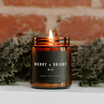 Merry and Bright Soy Candle - Amber Jar - 9 oz