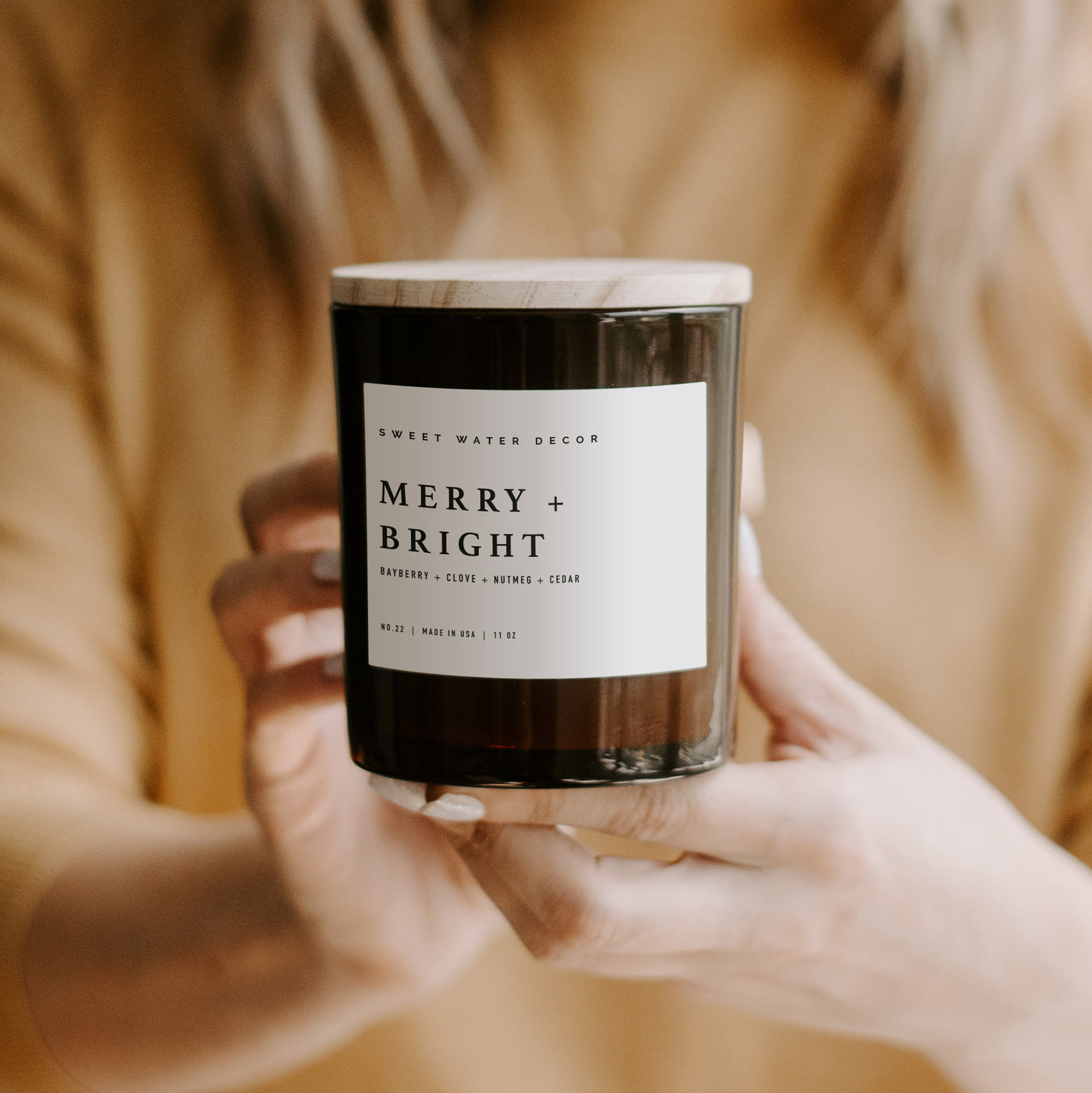Merry and Bright Soy Candle - Amber Jar - 11 oz