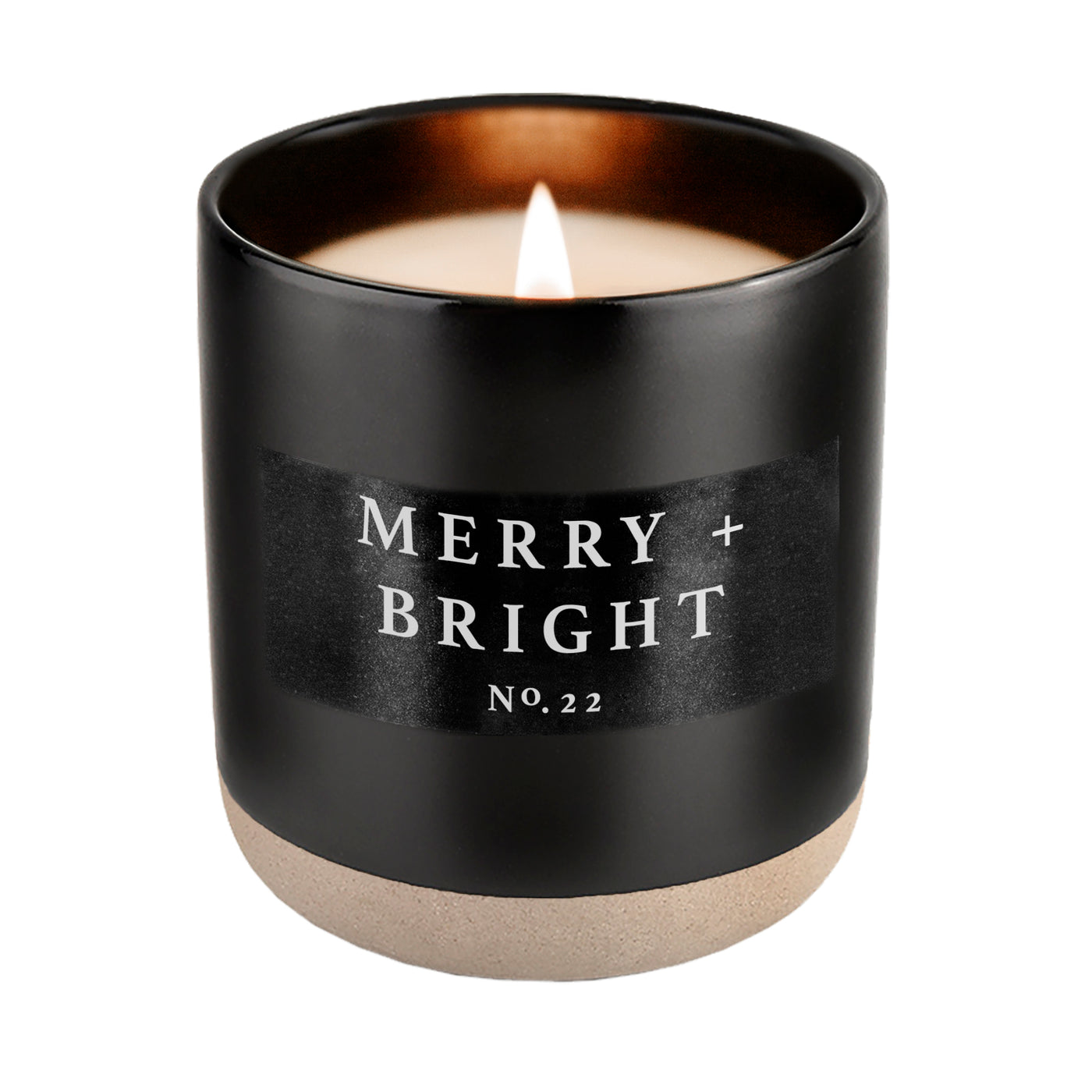 Merry + Bright Soy Candle - Black Stoneware Jar - 12 oz