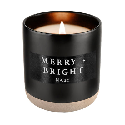 Merry + Bright Soy Candle - Black Stoneware Jar - 12 oz