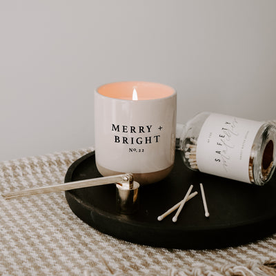 Merry + Bright Soy Candle - Cream Stoneware Jar - 12 oz