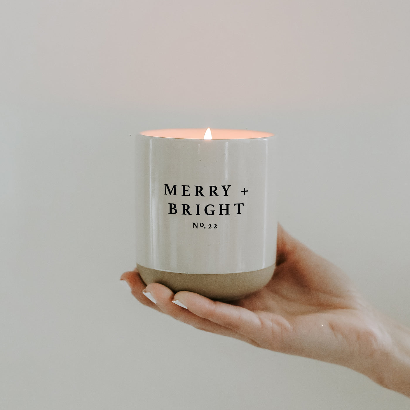 Merry + Bright Soy Candle - Cream Stoneware Jar - 12 oz