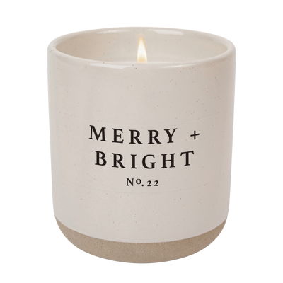 Merry + Bright Soy Candle - Cream Stoneware Jar - 12 oz