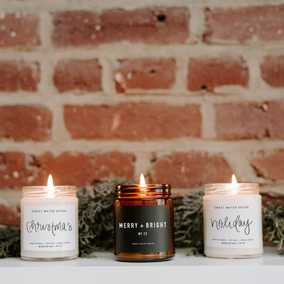 Merry and Bright Soy Candle - Amber Jar - 9 oz
