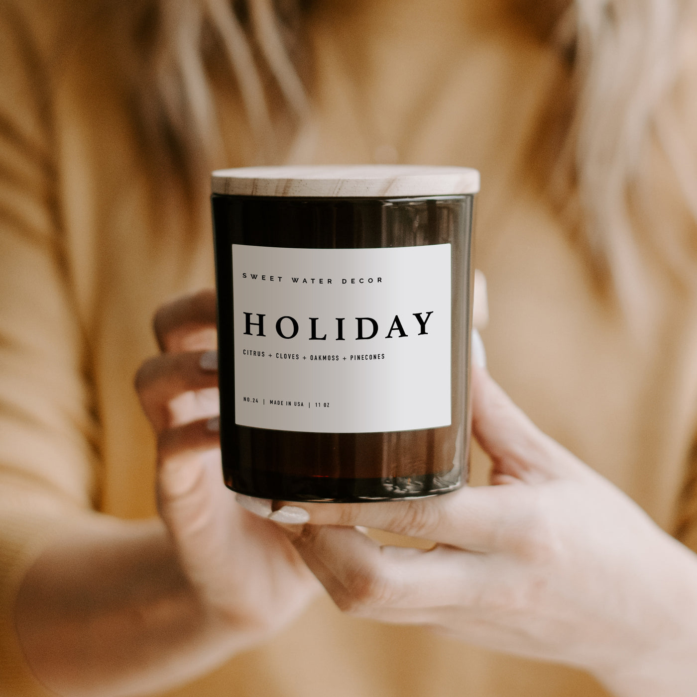 Holiday Soy Candle - Amber Jar - 11 oz - Sweet Water Decor - Candles