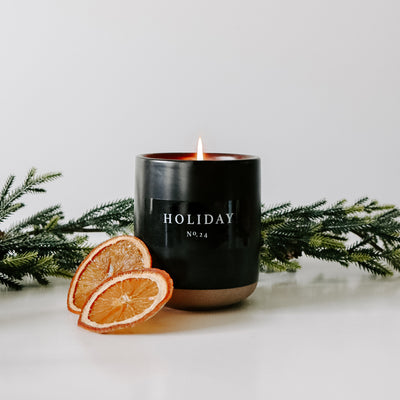 Holiday Soy Candle - Black Stoneware Jar - 12 oz