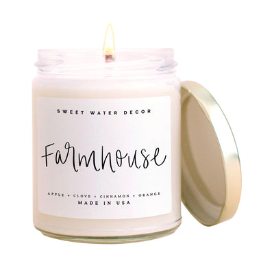 Farmhouse Soy Candle - Clear Jar - 9 oz - Sweet Water Decor - Candles