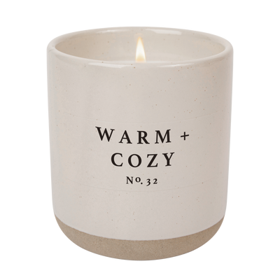 Warm and Cozy Soy Candle - Cream Stoneware Jar - 12 oz