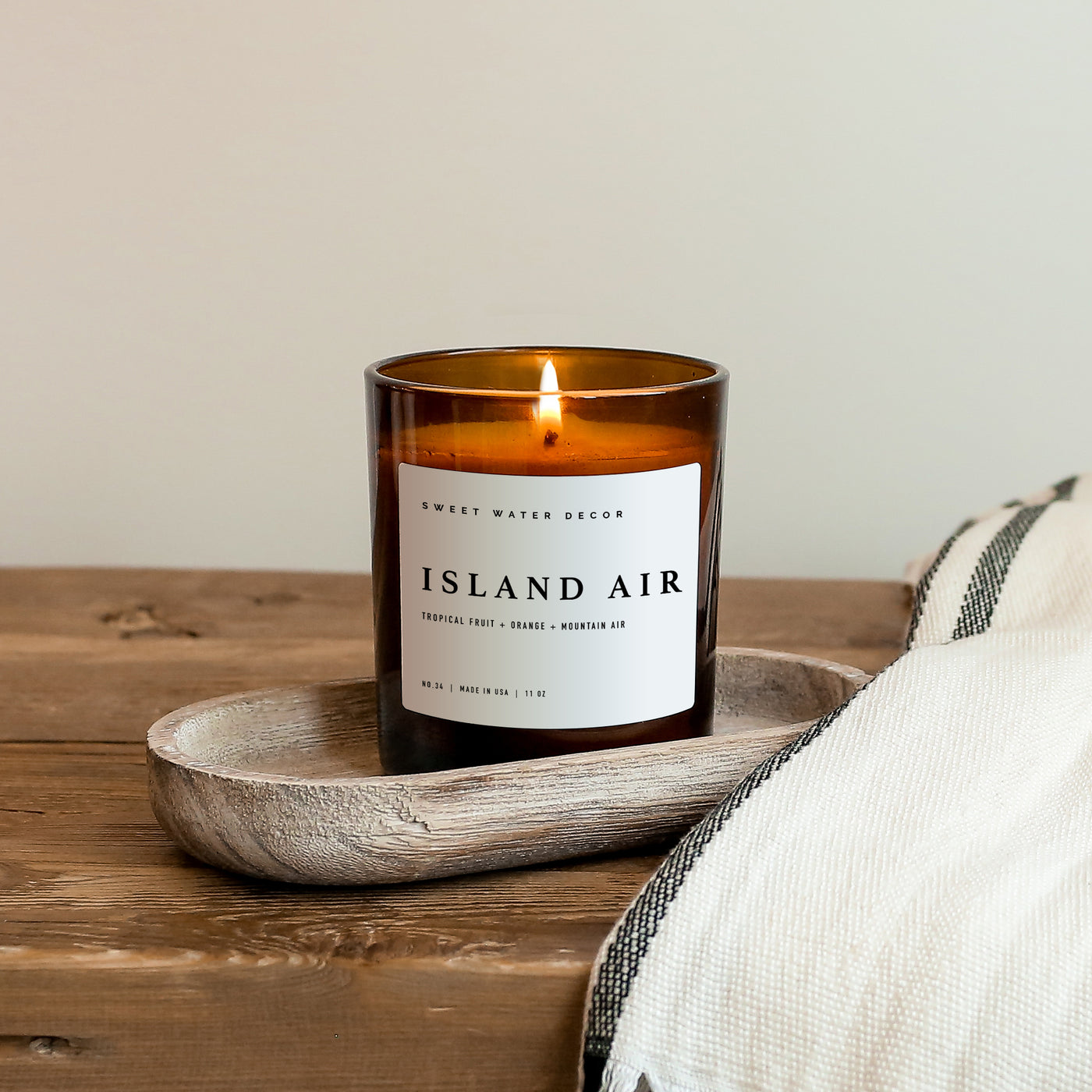 Island Air Soy Candle - Amber Jar - 11 oz - Sweet Water Decor - Candles