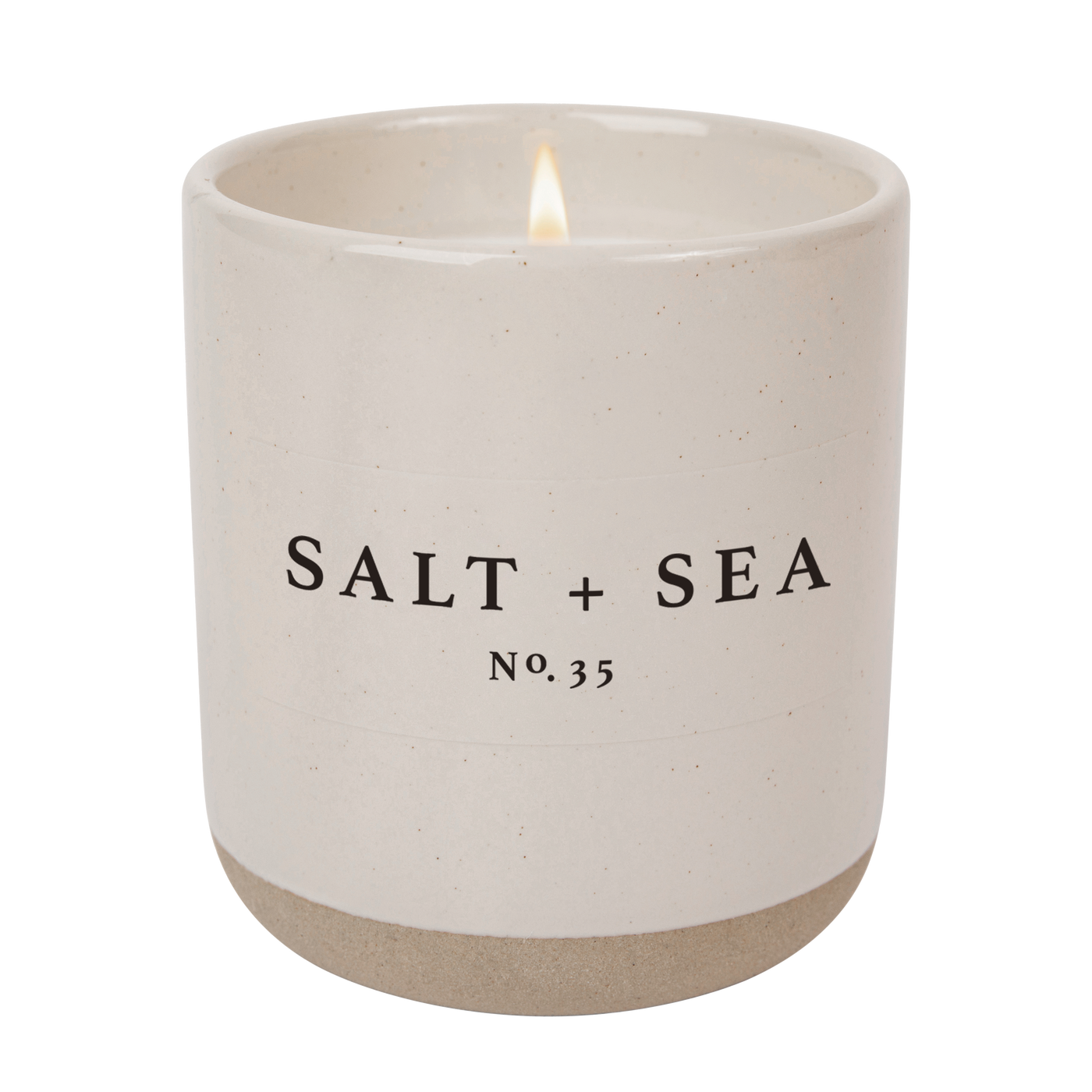 Salt and Sea Soy Candle - Cream Stoneware Jar - 12 oz