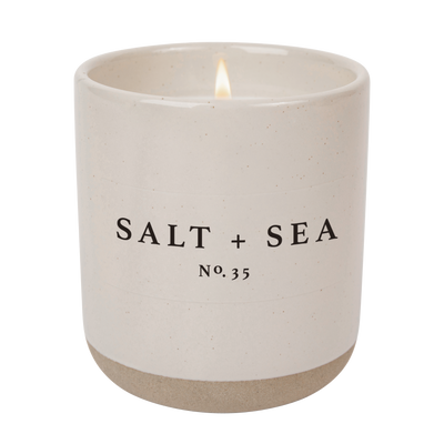 Salt and Sea Soy Candle - Cream Stoneware Jar - 12 oz