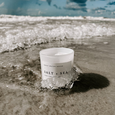 Salt and Sea Soy Candle - White Jar - 11 oz