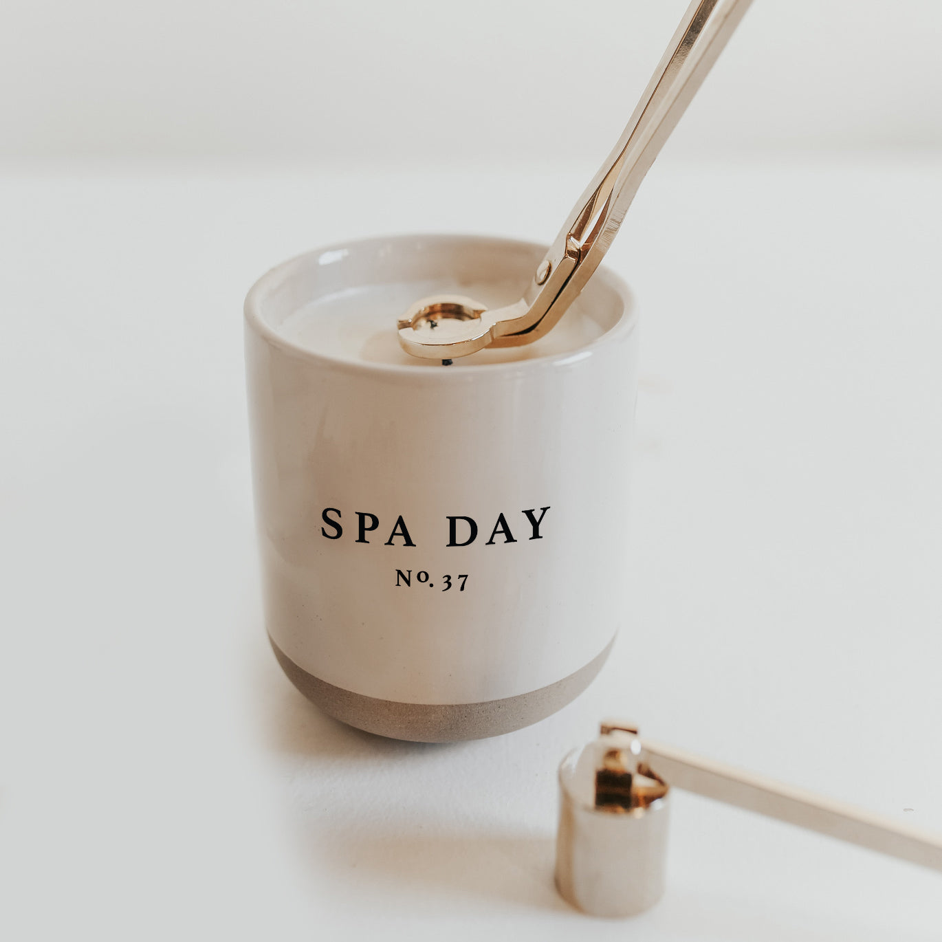 Spa Day Soy Candle - Cream Stoneware Jar - 12 oz