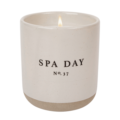 Spa Day Soy Candle - Cream Stoneware Jar - 12 oz