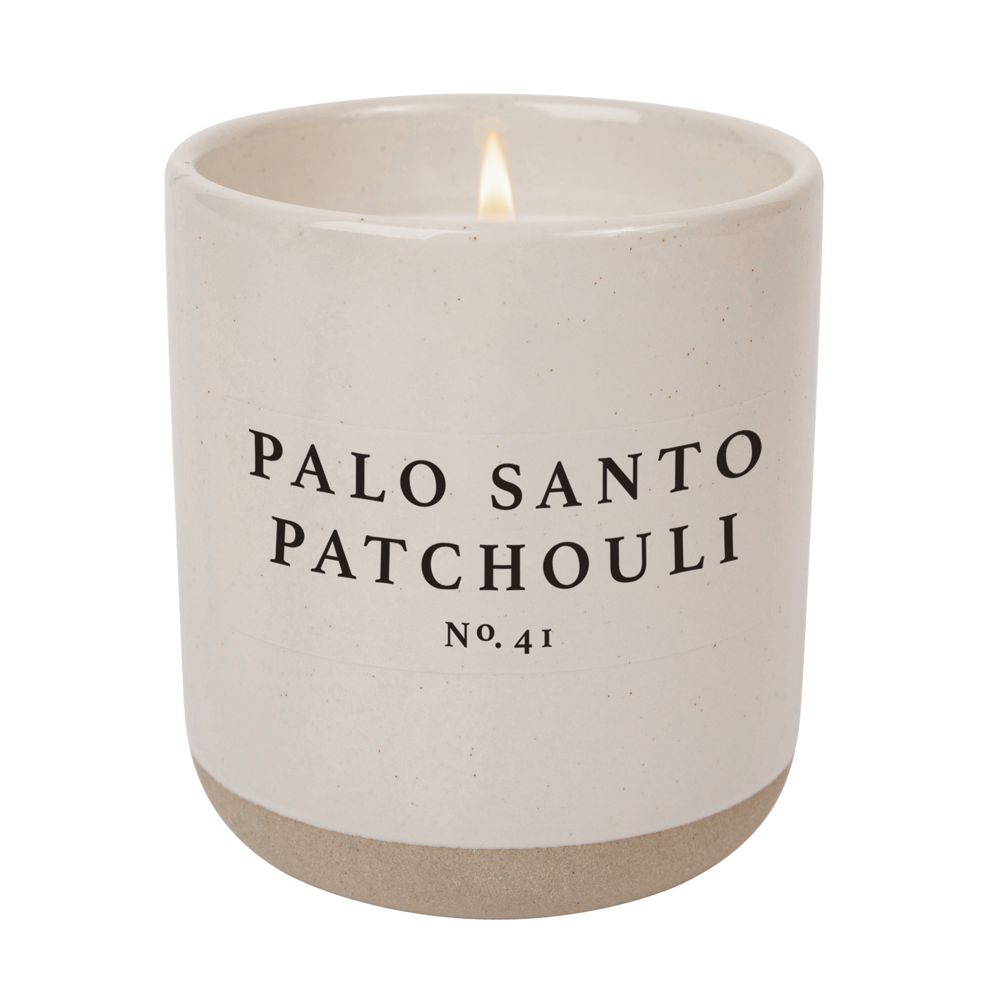 Palo Santo Patchouli Soy Candle - Cream Stoneware Jar - 12 oz