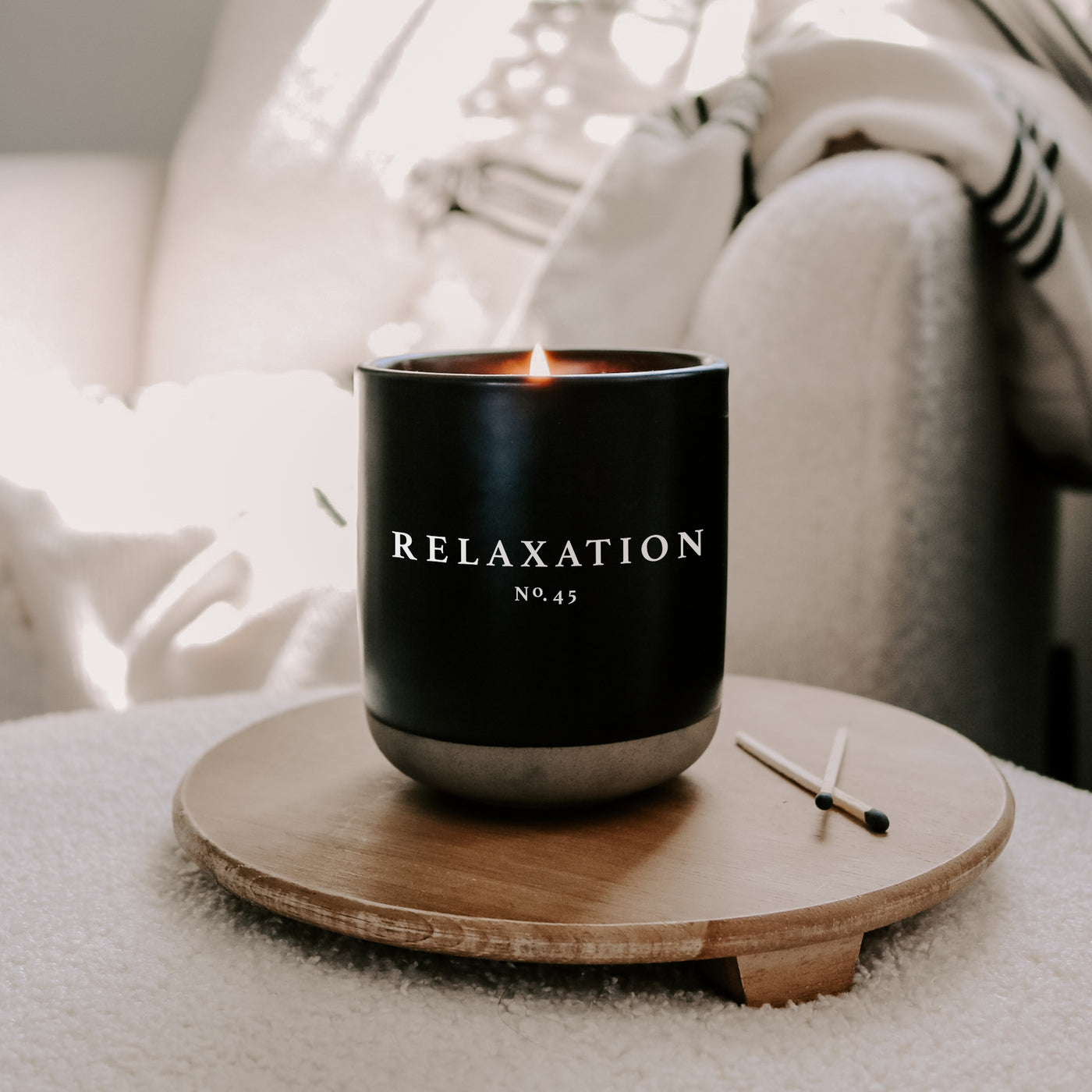 Relaxation Soy Candle - Black Stoneware Jar - 12 oz