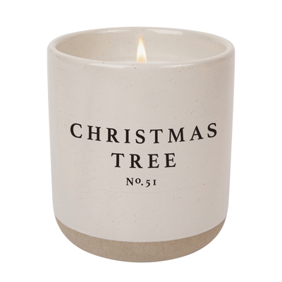 Christmas Tree Soy Candle - Cream Stoneware Jar - 12 oz