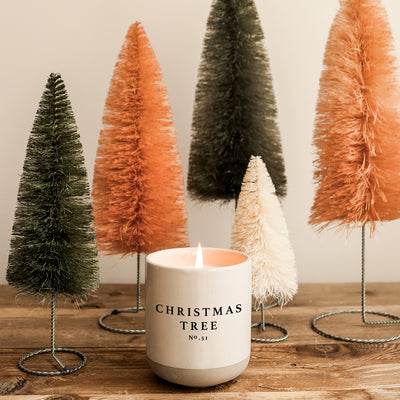 Christmas Tree Soy Candle - Cream Stoneware Jar - 12 oz