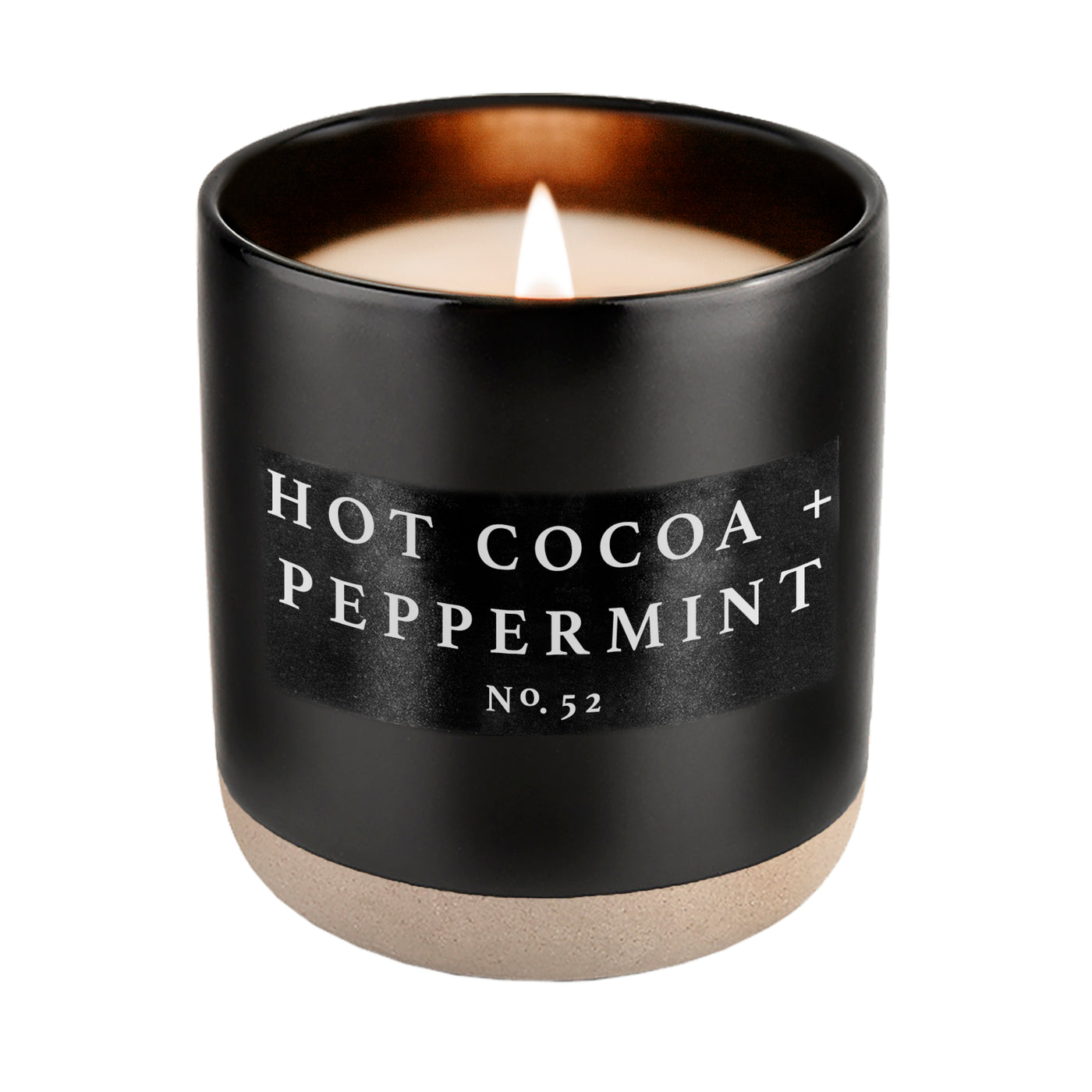 Hot Cocoa and Peppermint Soy Candle - Black Stoneware Jar - 12 oz