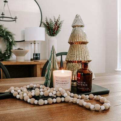 Hot Cocoa and Peppermint Soy Candle - White Jar - 11 oz - Sweet Water Decor - Candles