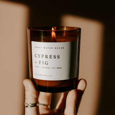 Cypress and Fig Soy Candle - Amber Jar - 11 oz
