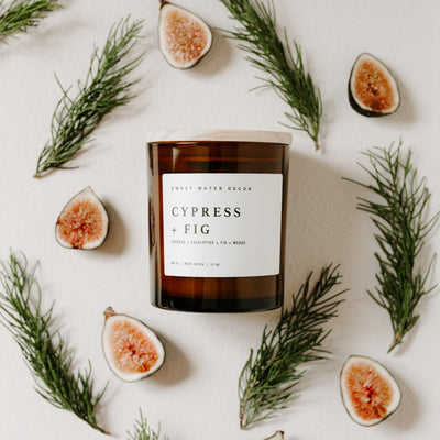 Cypress and Fig Soy Candle - Amber Jar - 11 oz