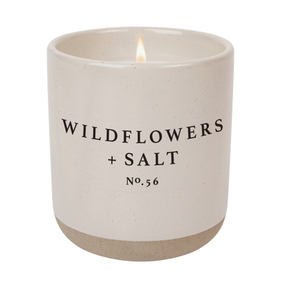 Wildflowers and Salt Soy Candle - Cream Stoneware Jar - 12 oz