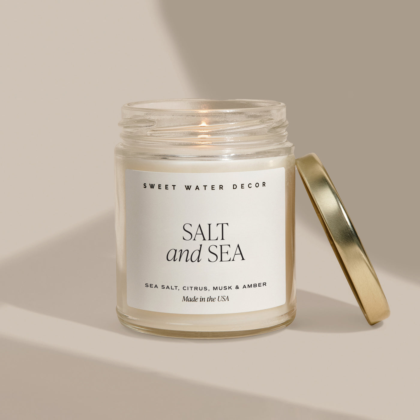 Salt and Sea Soy Candle - Clear Jar - 9 oz - Sweet Water Decor - Candles