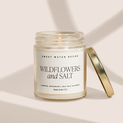 Wildflowers and Salt Soy Candle - Clear Jar - 9 oz THON - Sweet Water Decor - Candles
