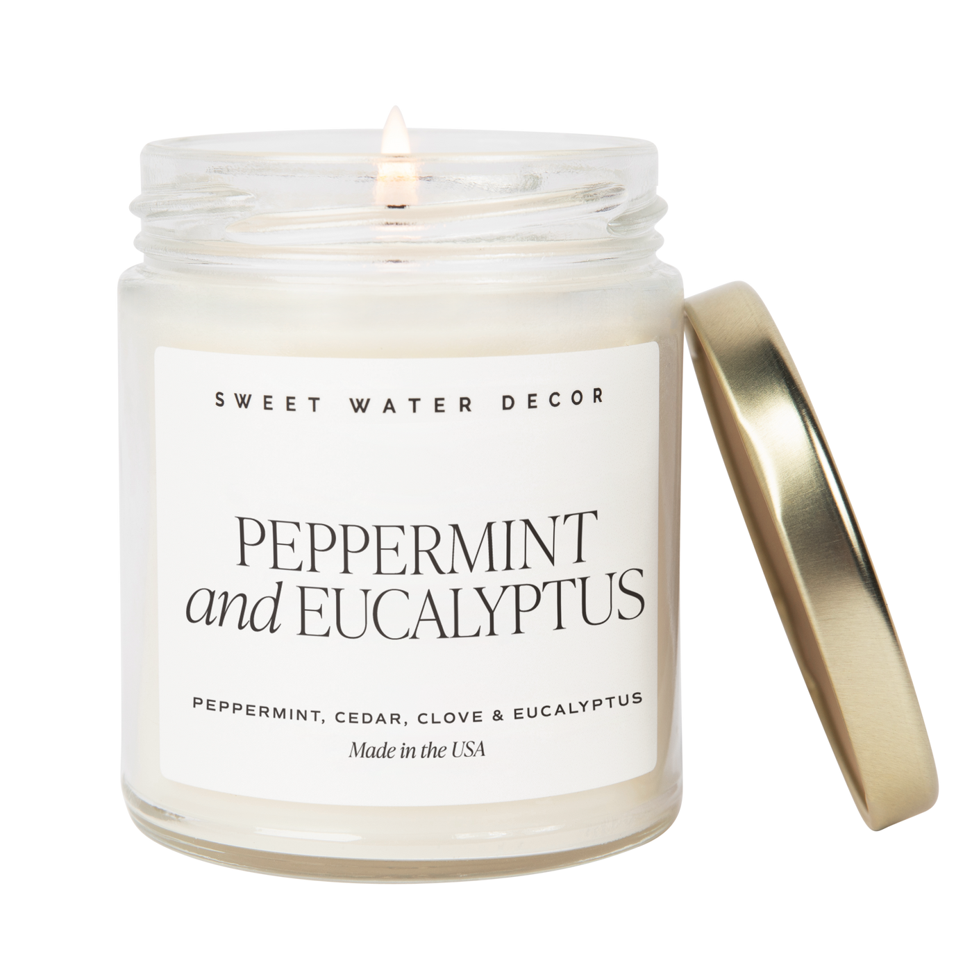 Peppermint and Eucalyptus Soy Candle - Clear Jar - 9 oz