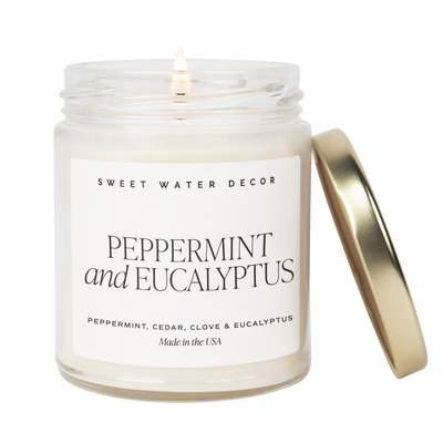 Peppermint and Eucalyptus Soy Candle - Clear Jar - 9 oz