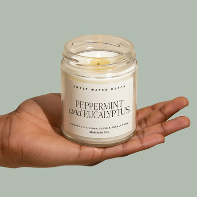 Peppermint and Eucalyptus Soy Candle - Clear Jar - 9 oz