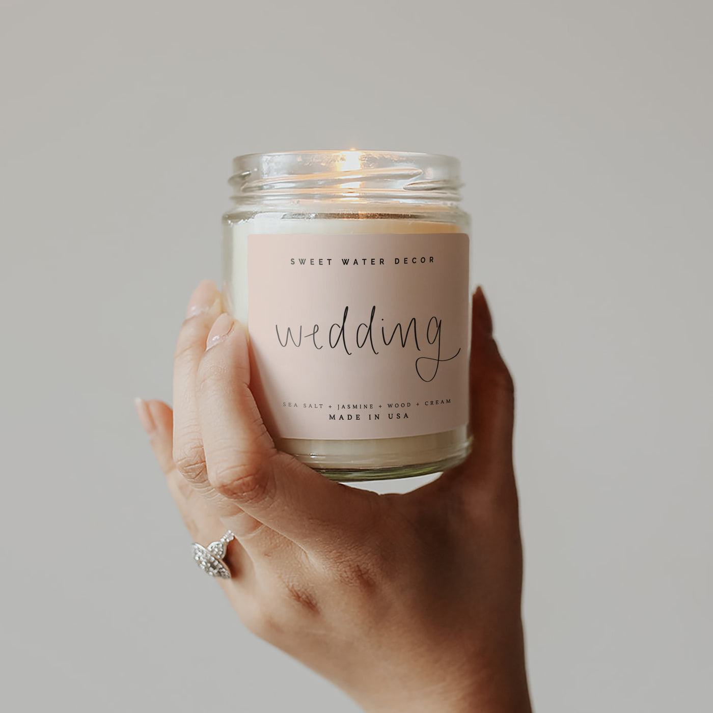 Wedding Soy Candle - Clear Jar - 9 oz - Sweet Water Decor - Candles