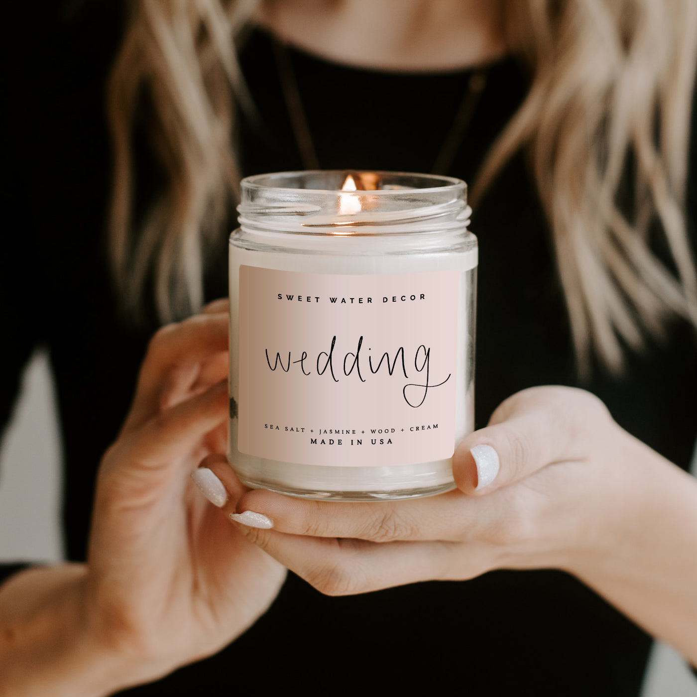 Wedding Soy Candle - Clear Jar - 9 oz - Sweet Water Decor - Candles