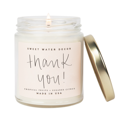 Thank You! Soy Candle - Clear Jar - 9 oz
