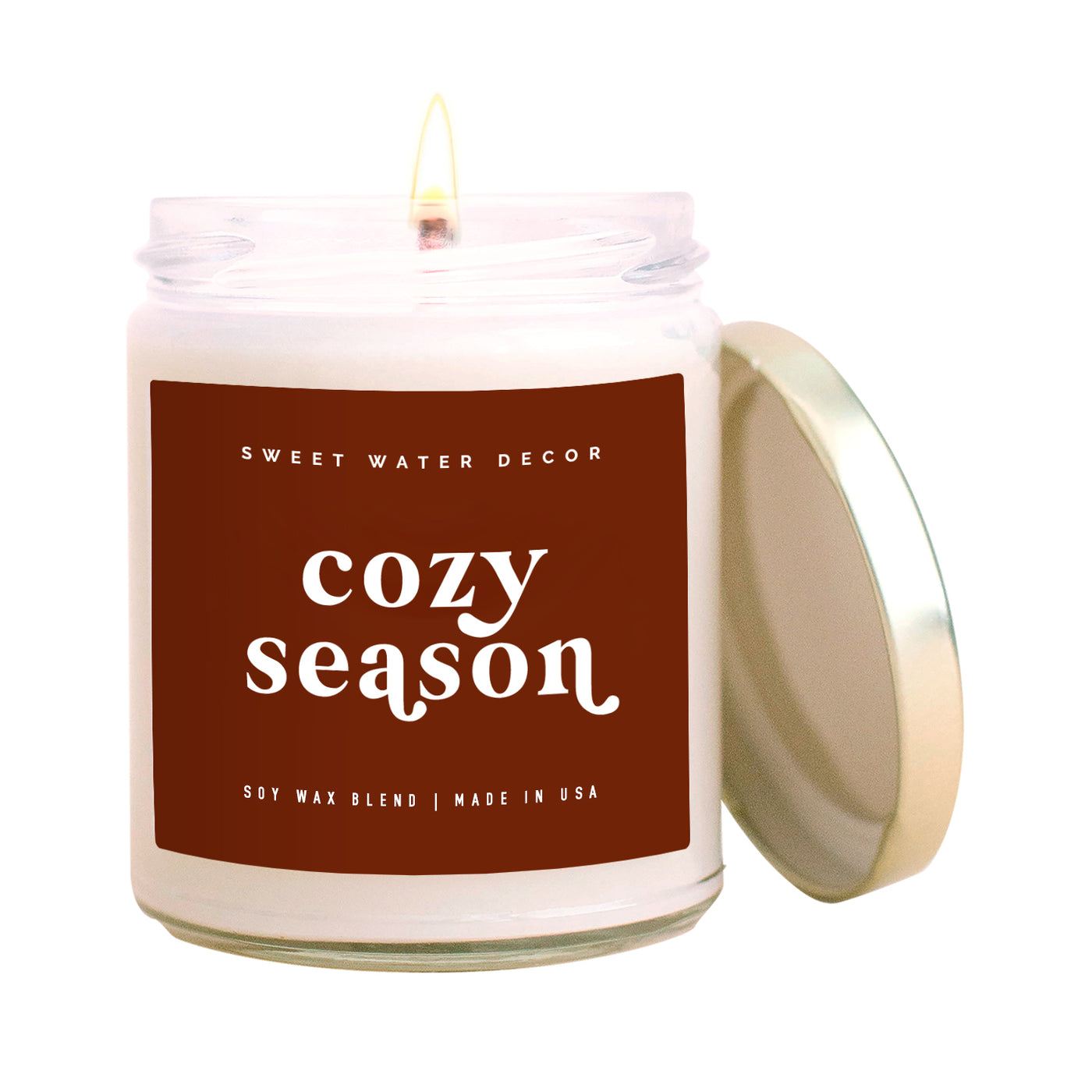 Cozy Season Soy Candle - Clear Jar - 9 oz - Sweet Water Decor - Candles