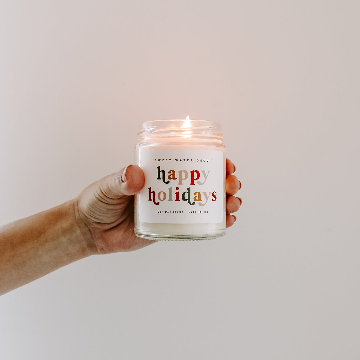 Happy Holidays Soy Candle - Clear Jar - 9 oz