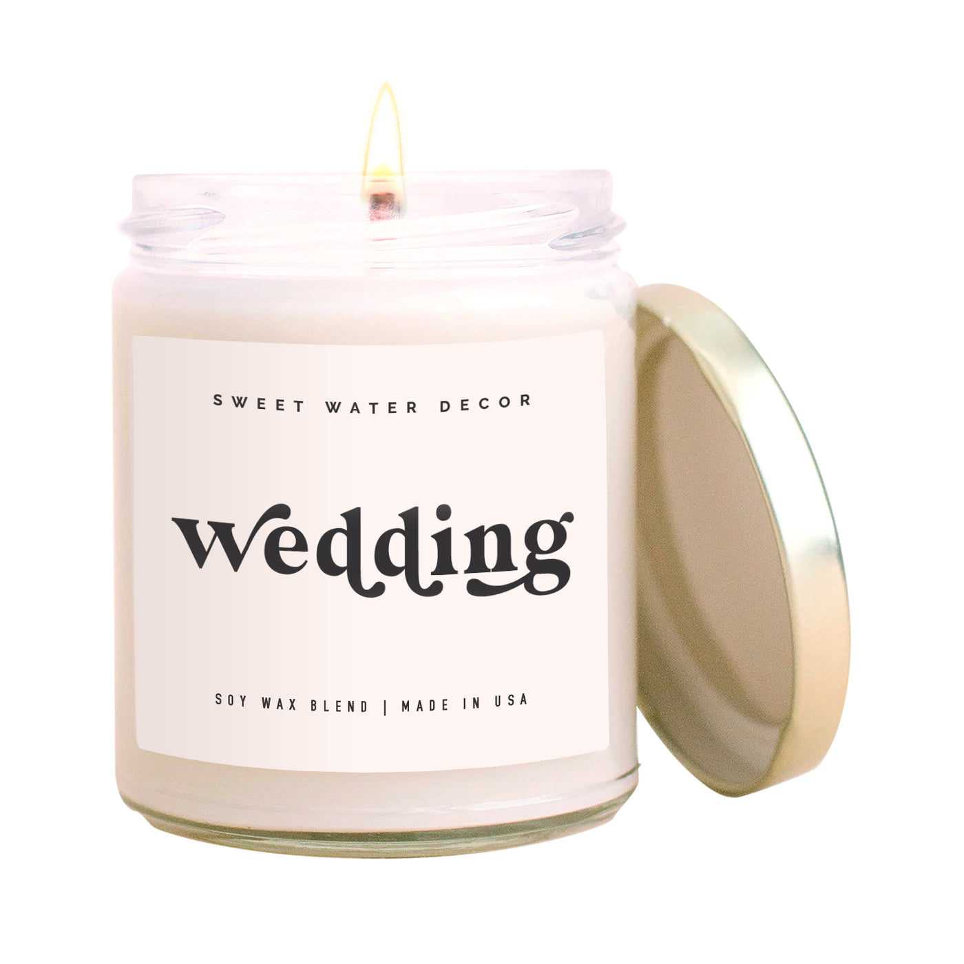 Wedding Soy Candle - Clear Jar - 9 oz - Sweet Water Decor - Candles