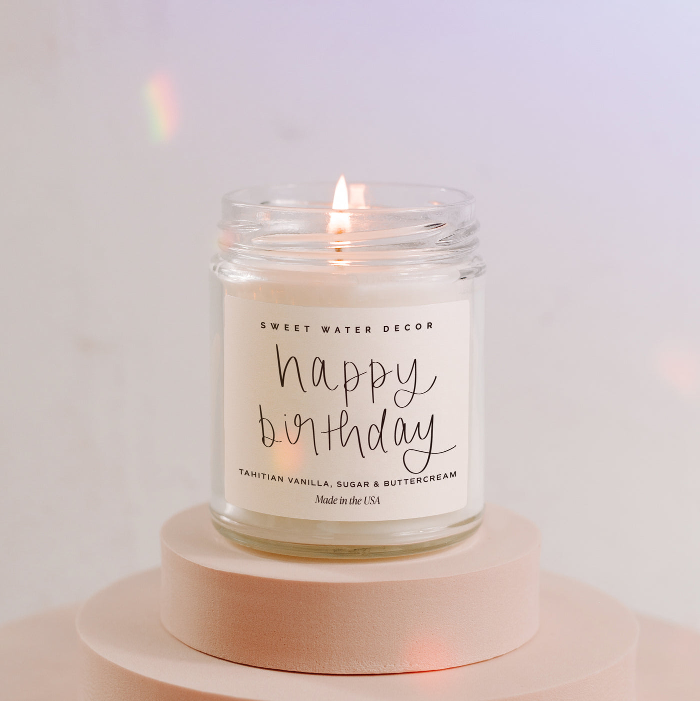 Happy Birthday Soy Candle - White Script Label - 9 oz