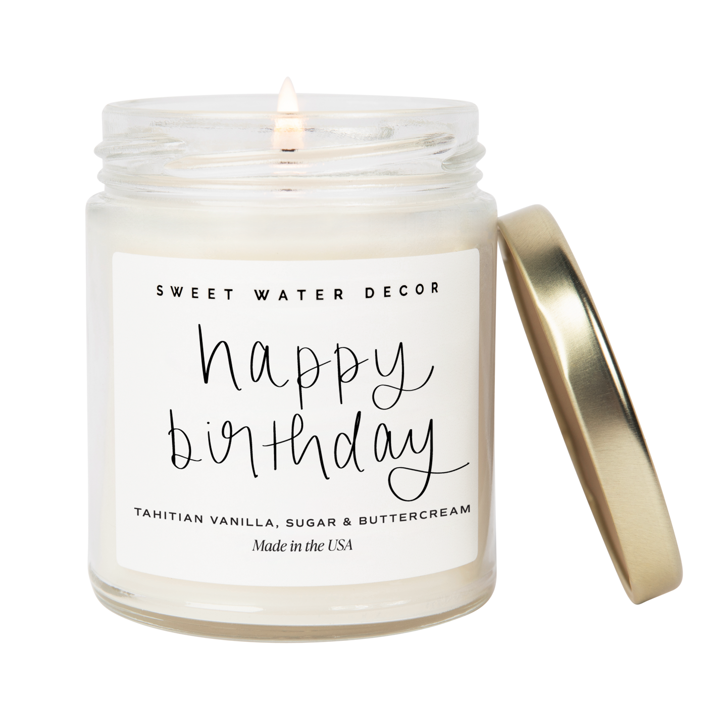Happy Birthday Soy Candle - White Script Label - 9 oz