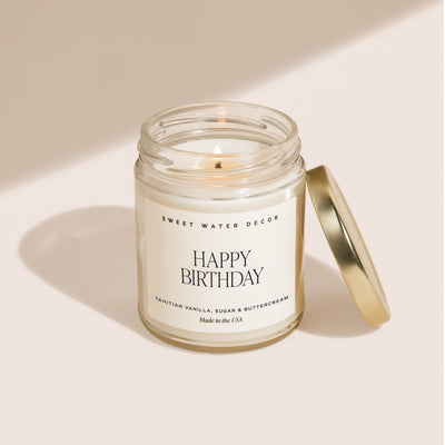 Happy Birthday Soy Candle - White Text Label - 9 oz
