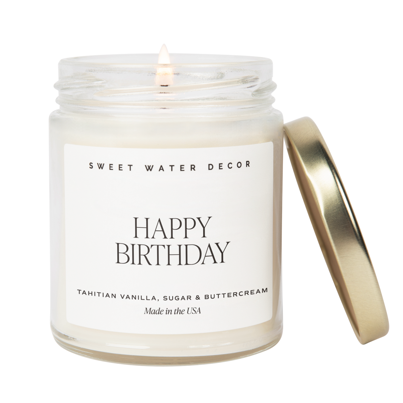 Happy Birthday Soy Candle - White Text Label - 9 oz