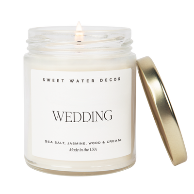 Wedding Soy Candle - White Text Label - 9 oz